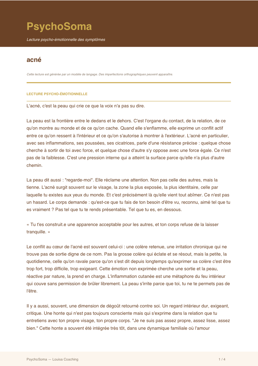 Fiche PsychoSoma — Acné